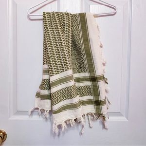 Green and white plaid scarf